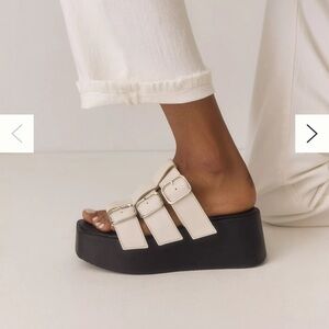 Anthropologie Women's Cream Platform Sandals